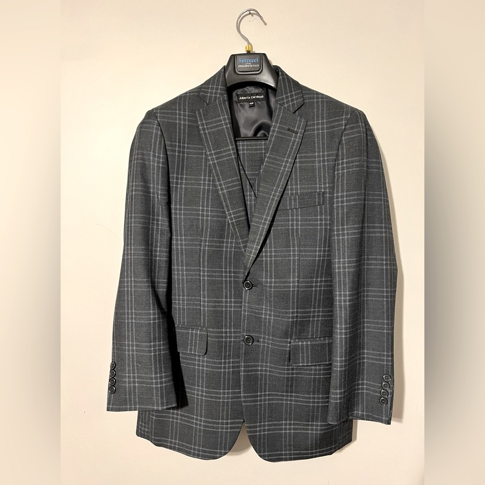 Alberto Cardinali Charcoal Checkered 3 piece suit